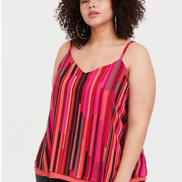 TORRID Neon Pink Stripe Swing Top Size 1… - Picture 2 of 5